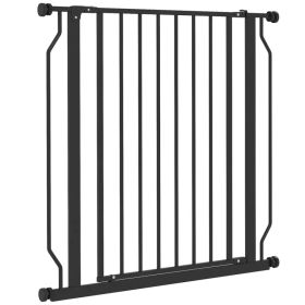 30"- 34" Easy Install Pet Gate w/ Door & Double Locking System, Extra Wide Dog Gate for Stairs, Hallways, Black